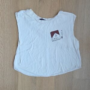 Cream Graphic Sleeveless Top